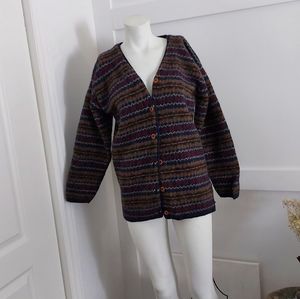Vintage 90s pure wool patterned cardigan
